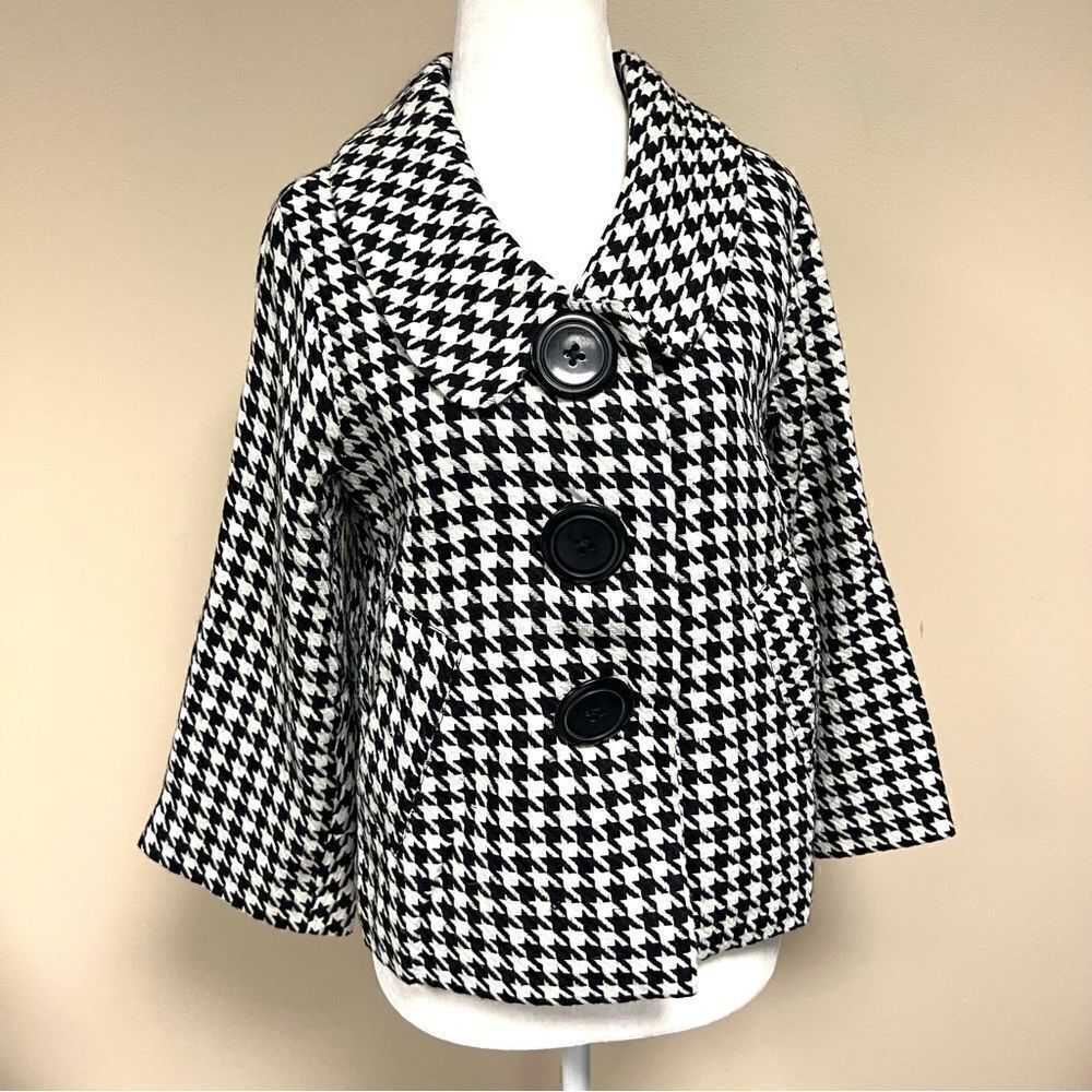 Lapis houndstooth black/ white cropped jacket size S